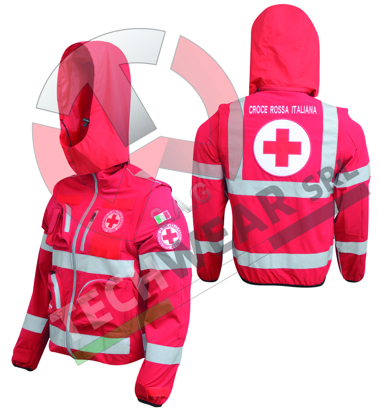 GIUBBINO CROCE ROSSA CON CAPPUCCIO IN TESSUTO ELASTICIZZATO - immagine 2